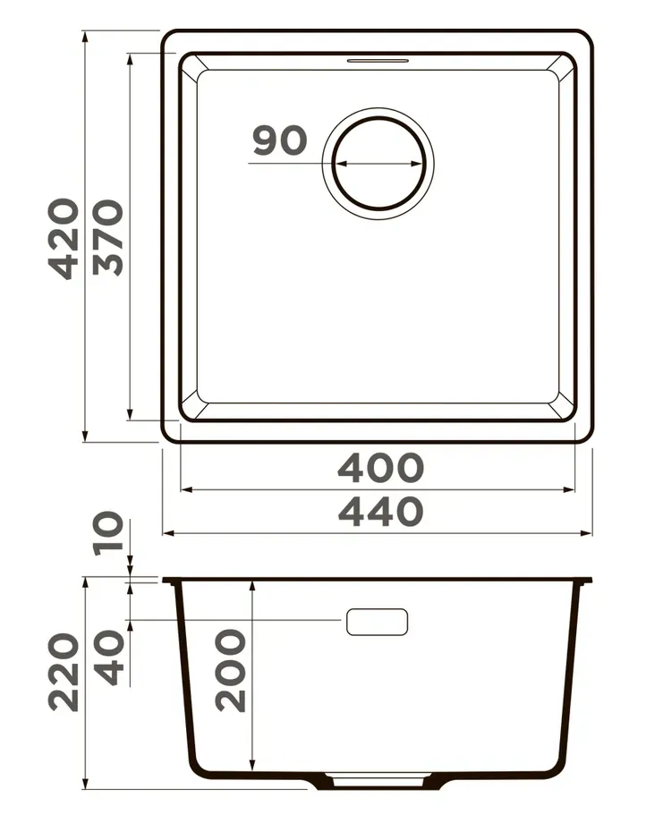 Omoikiri Kata 44-U-GR, мойка, гранит, leningrad grey