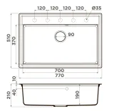 Omoikiri Daisen 77-SA, мойка, гранит, бежевый