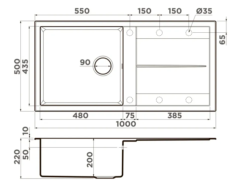 Omoikiri Sumi 100A-WH мойка, керамика, белый