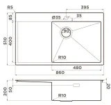 Omoikiri Akisame 86-IN-R Side , мойка, нержавеющая сталь, чаша справа