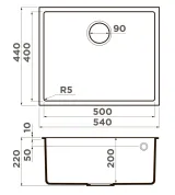 Omoikiri Bosen 54-U-BL, мойка, гранит, черный
