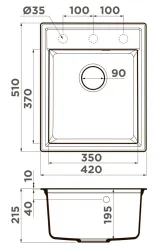 Omoikiri Daisen 42-ES, мойка, гранит, эспрессо