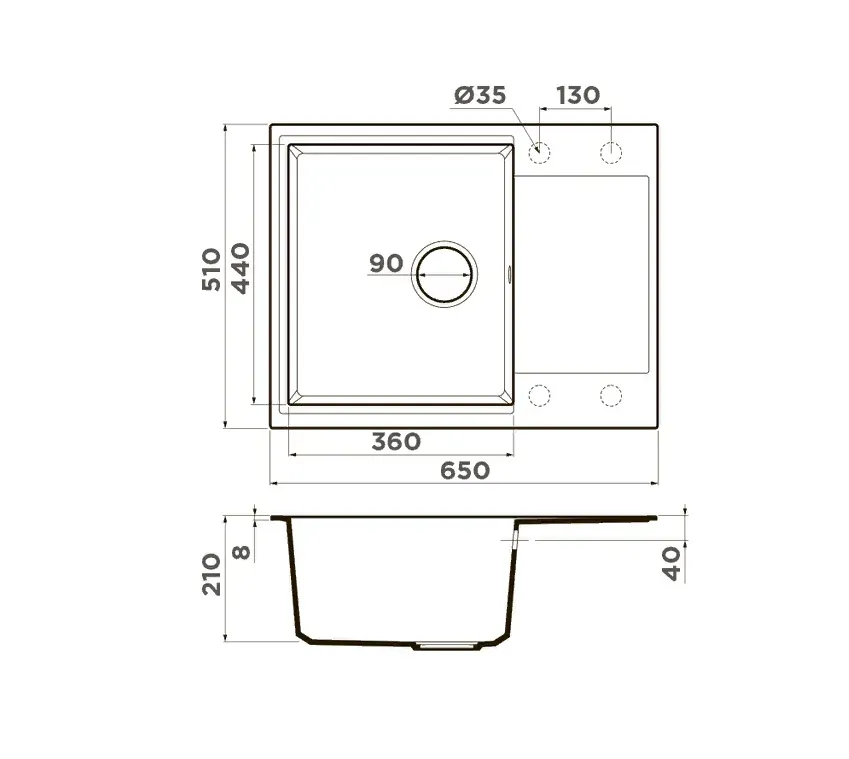 Omoikiri Daisen 65T-WH, мойка, гранит, белый