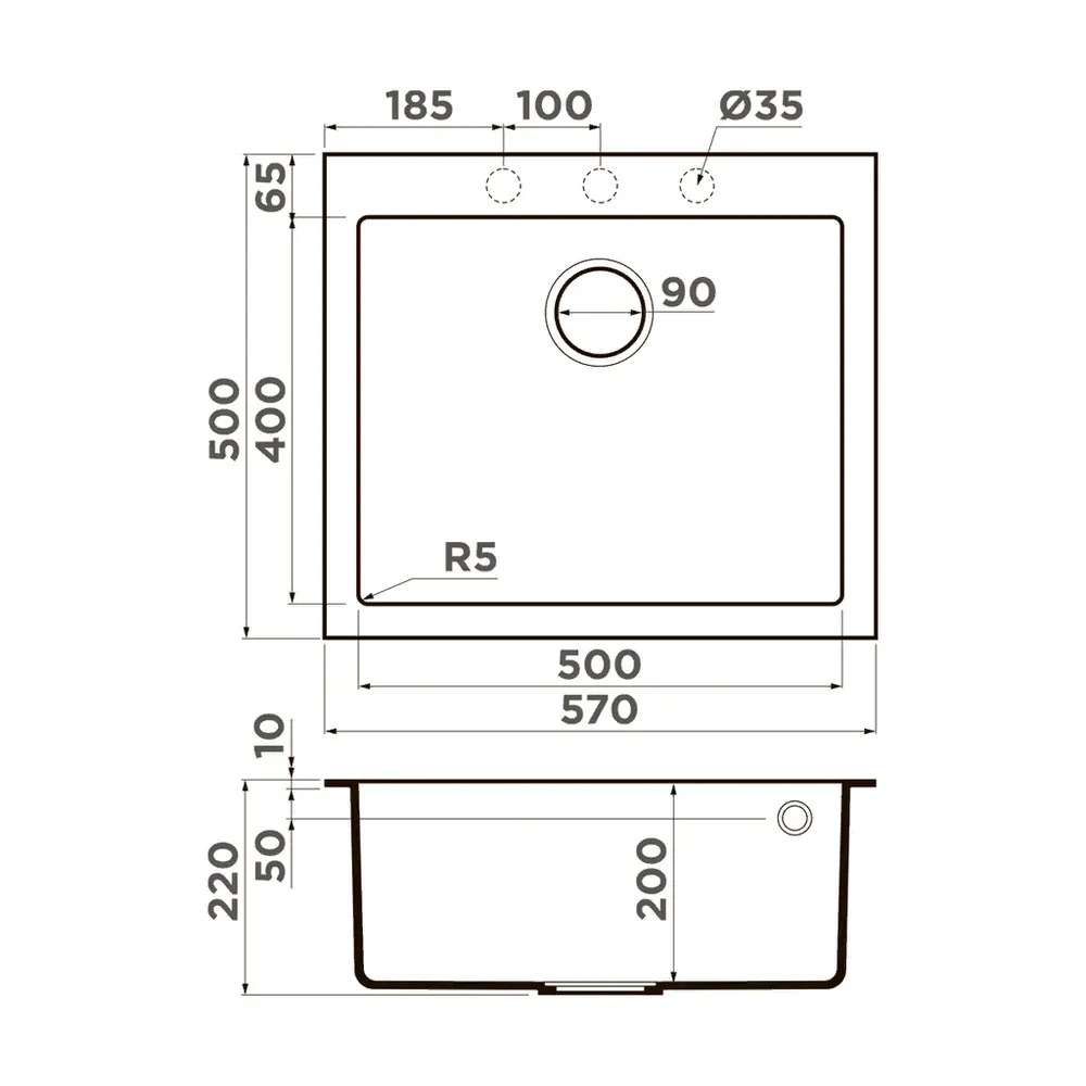 Omoikiri Bosen 57A-GB, мойка, керамика, графит