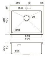 Omoikiri Akisame 59-IN, мойка, нержавеющая сталь