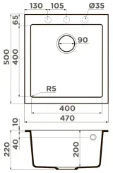 Omoikiri Bosen 47-ES, мойка, гранит, espresso