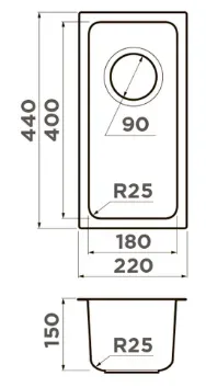 Omoikiri Tadzava 22-U-IN, мойка, нержавеющая сталь